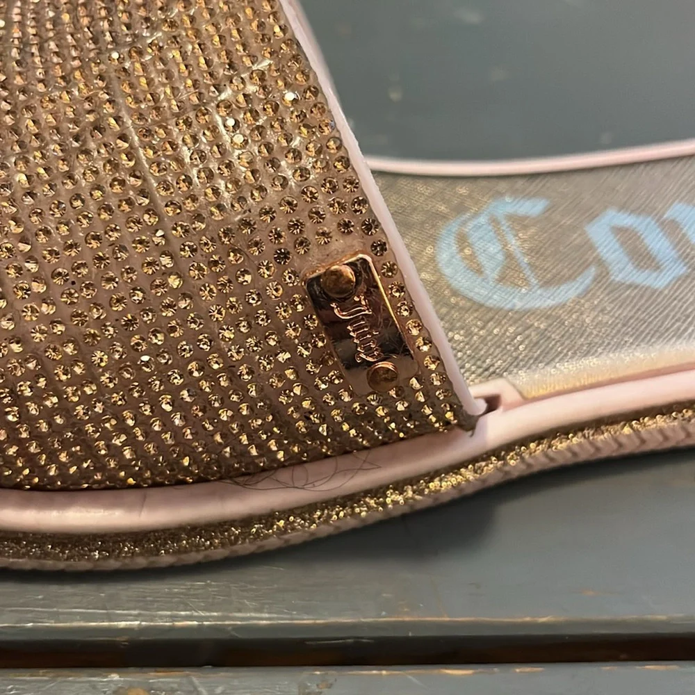 Juicy Couture Yippy Pink Rose Gold Embellished Slides 9 - Picture 7 of 7